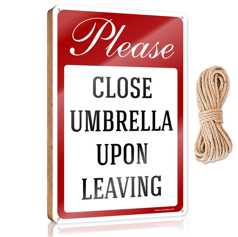 HELIOFORGE Decorative Signs For Home Decor Please Close Umbrella Upon Leaving Wooden Sign(23X35CM)