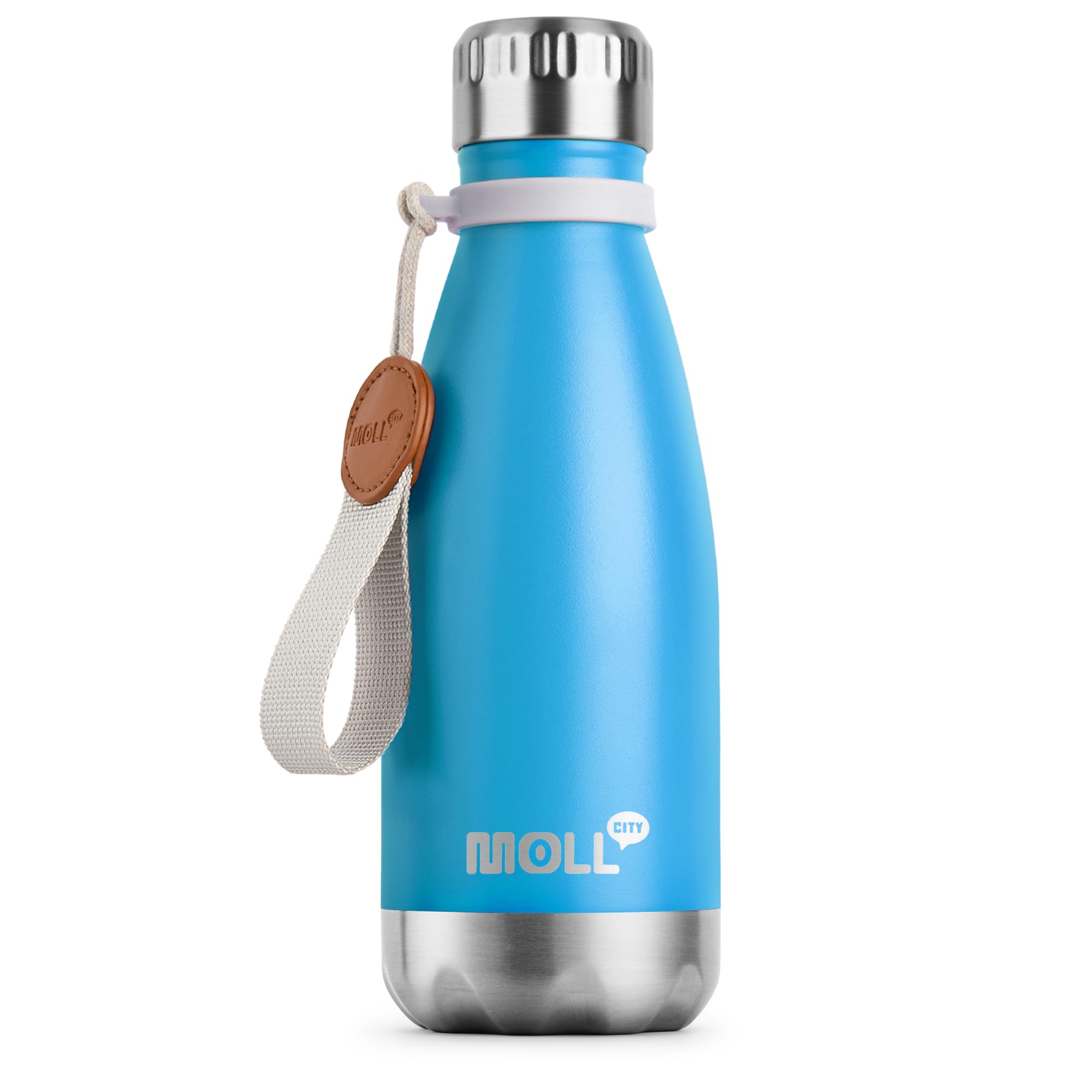 Kids Water Bottle for School,12 oz Stainless Steel,Leak Proof,Sky Blue