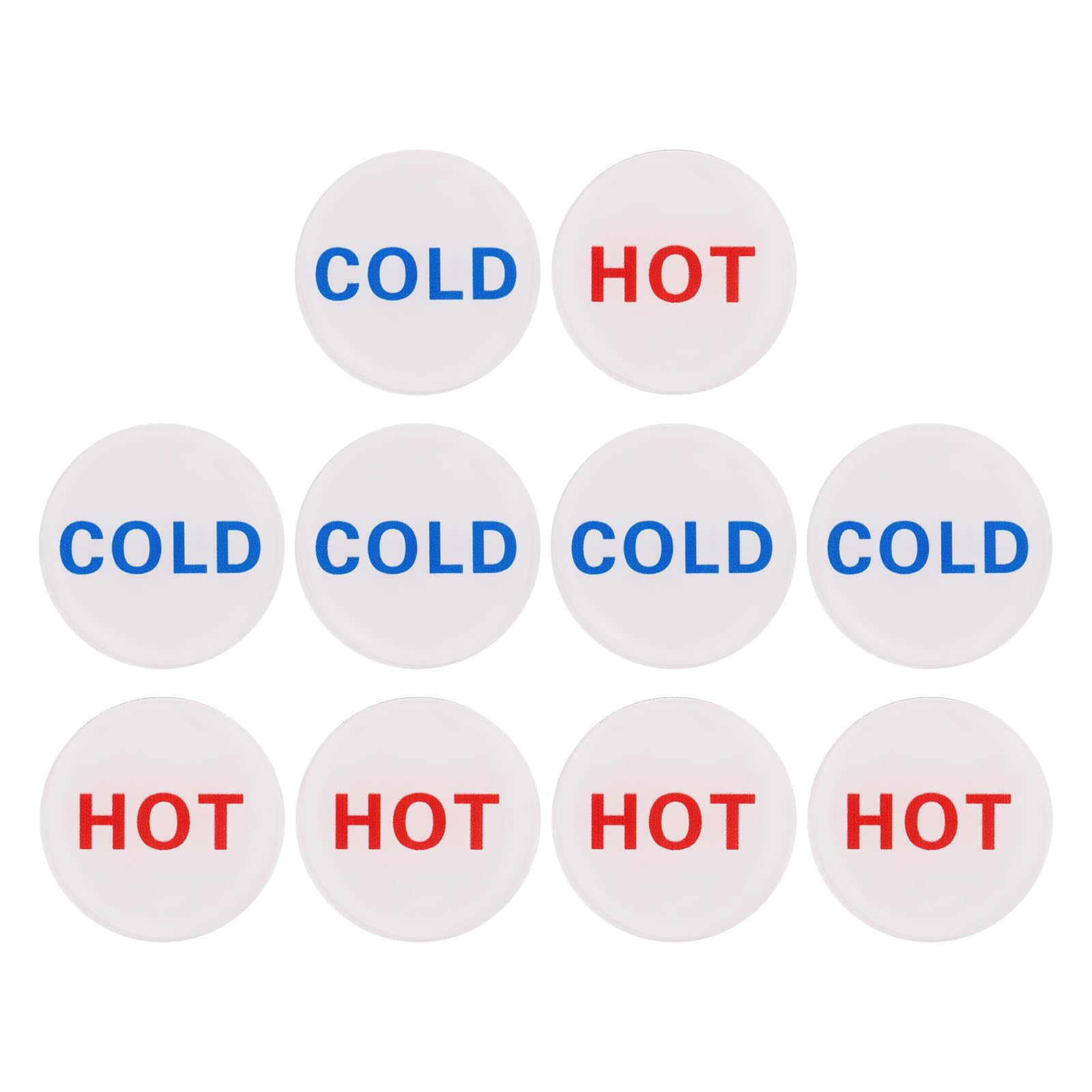 YOKIVE 10 Pcs Hot Cold Water Sticker Label, Sticker Sign Acrylic Great for Faucets Sinks Kitchen (White Red Blue, Round, 1" x 0.08")