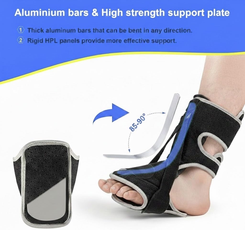 Plantar Fasciitis Night Splint, 2026 Upgraded Adjustable Plantar Fasciitis Relief Night Splint for Men and Women with Achilles Tendonitis and Plantar Droop (Black and Gray) - Image 3