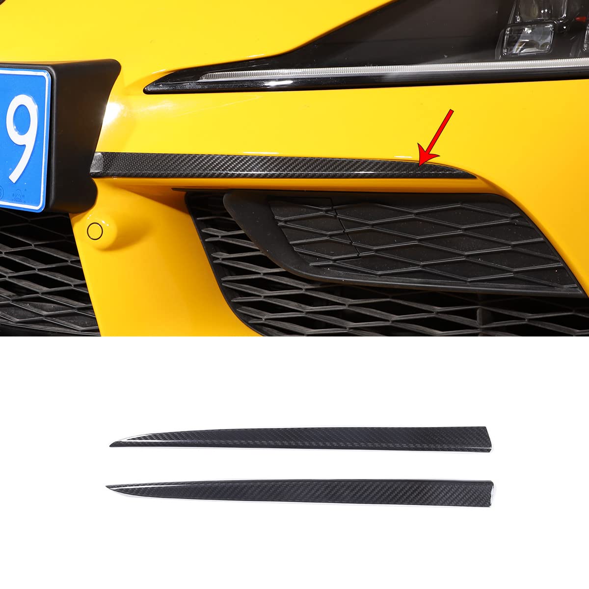 Car Front Fog Lamp Trim Strip Fit for Toyota Supra GR A90 MK5 2019 2020 2021 2022 Real Carbon Fiber Decorative Panel Accessories (Black Carbon Fiber)