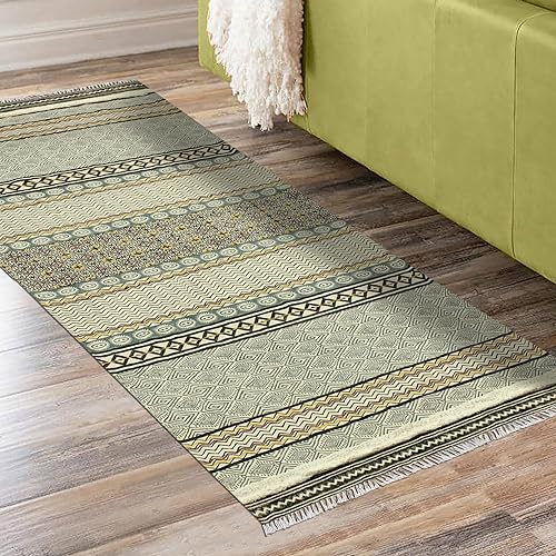 Tapis géométrique en coton grand format pour habiller un sol froid - 3