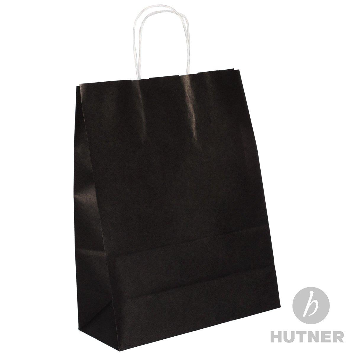 Papiertüten schwarz mit Kordel-Henkel I 300 Stk. 22+10x28cm I Papiertragetasche für Einzelhandel, Weihnachten, Mitbringsel, TO-GO I Geschenktüten aus Kraftpapier I HUTNER