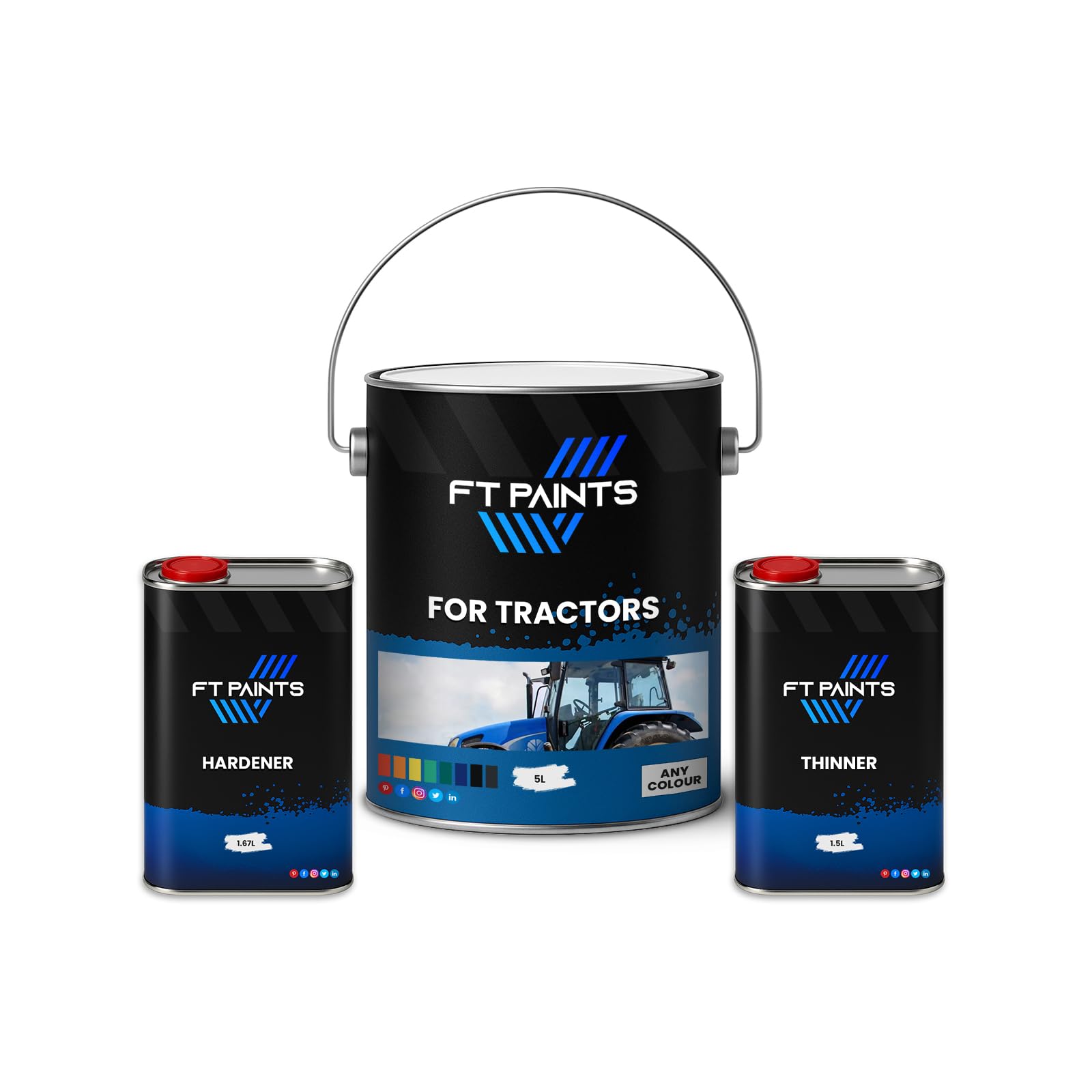 FT Paints 8.17 liters Kit ACRY High-Gloss 2K Paint with Hardener E9006 (Fast Drying) For Tractors -RAL 5002-Ultramarine Blue