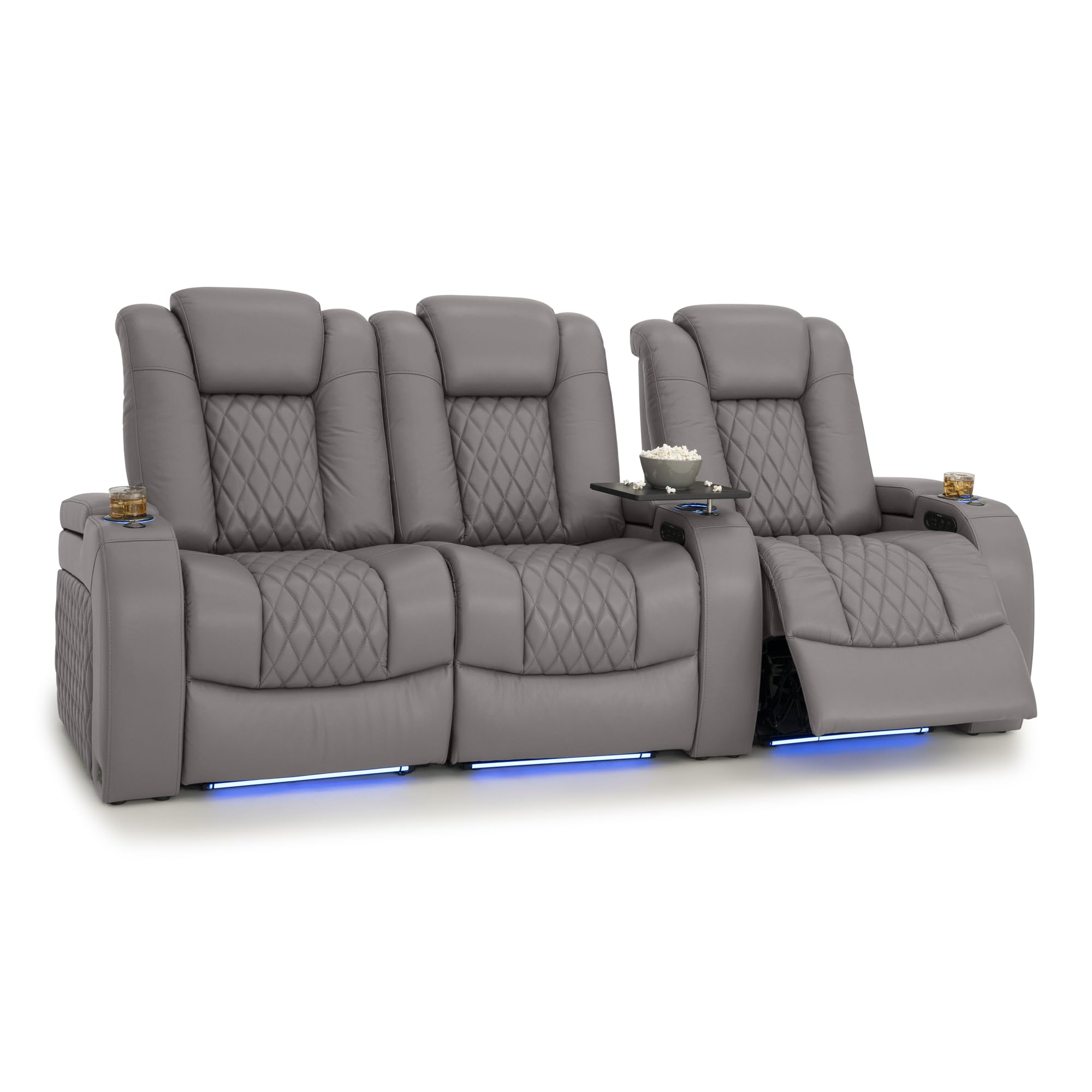 Seatcraft Diamante Home Theater Seating Gray Row of 3 Left Loveseat