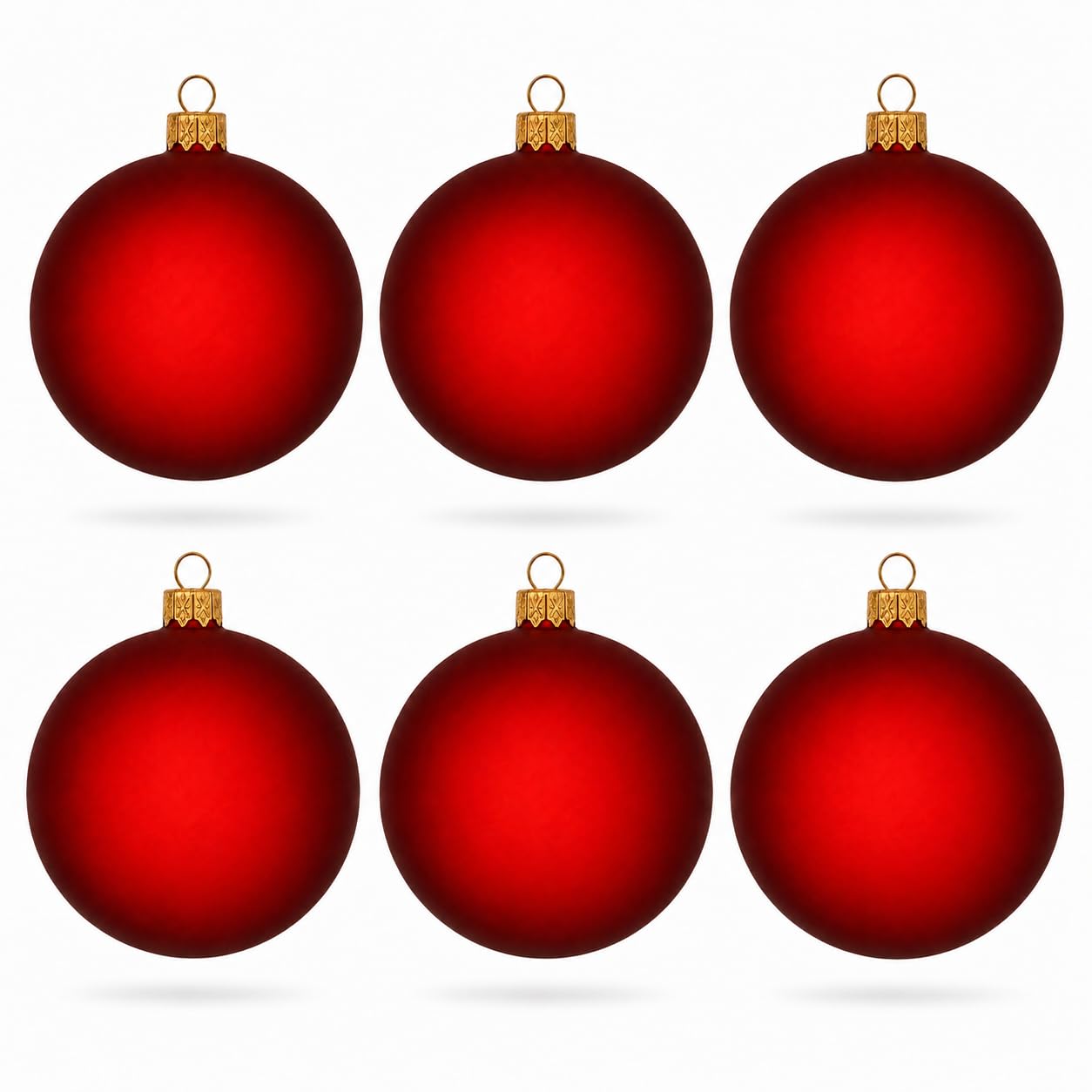 Lot de 6 boules de Noël en verre rouge translucide 8,2 cm