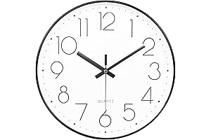 8 Inch, Black, Silent Analog Small Wall Clock