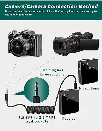 Miniatura 6 de Sistema de micrófono inalámbrico Lavalier 2.4G, (2 TX+1 RX+estuche de carga), rango de recepción de 328 pies, 45 horas de tiempo de uso, compatible