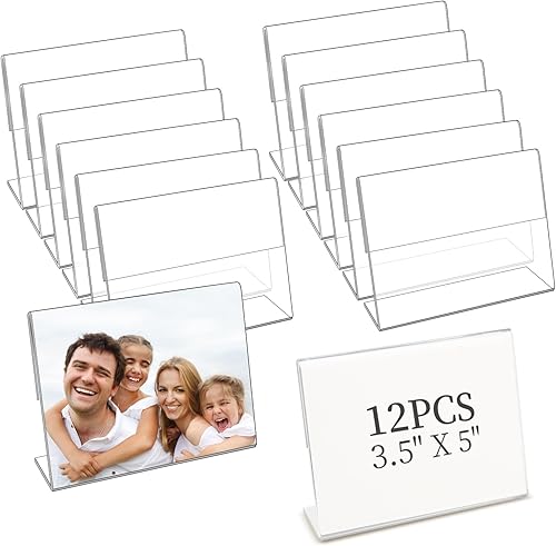 Romuss 12 portarretratos acrílicos transparentes de 5 x 3.5 pulgadas, marcos de cabina de fotos inclinados hacia atrás, soporte para letreros disponible en Yaxa Colombia