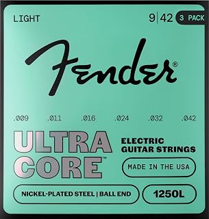 1250 Ultracore Guitar Strings, Nickel Plated Steel, Ball End, 1250L Gauges .009-.042, (6) 3-Pack