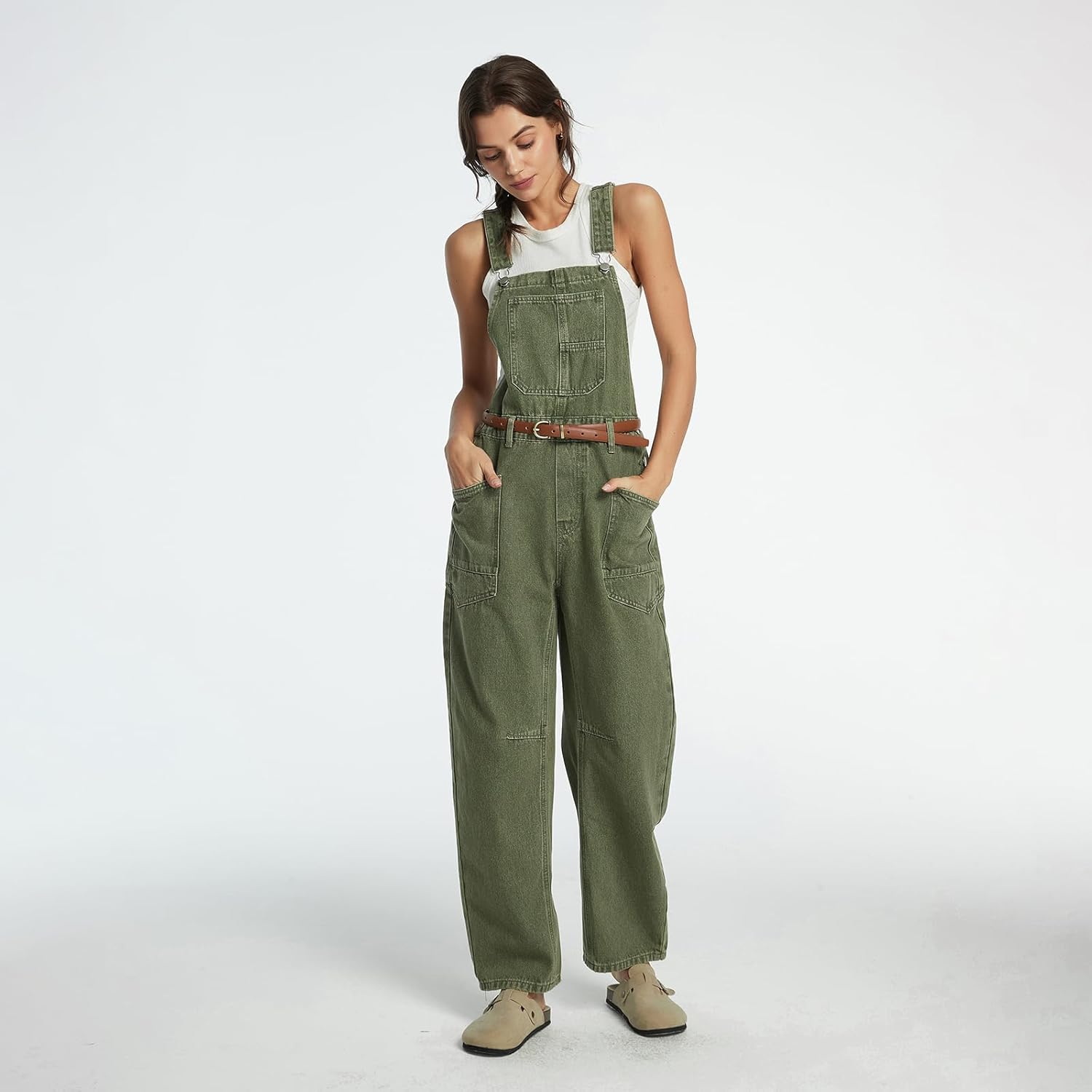 Women's Denim Bib Overalls Casual Adjustable Strap Jean Jumpsuit Denim Romper With Pockets - Image 3