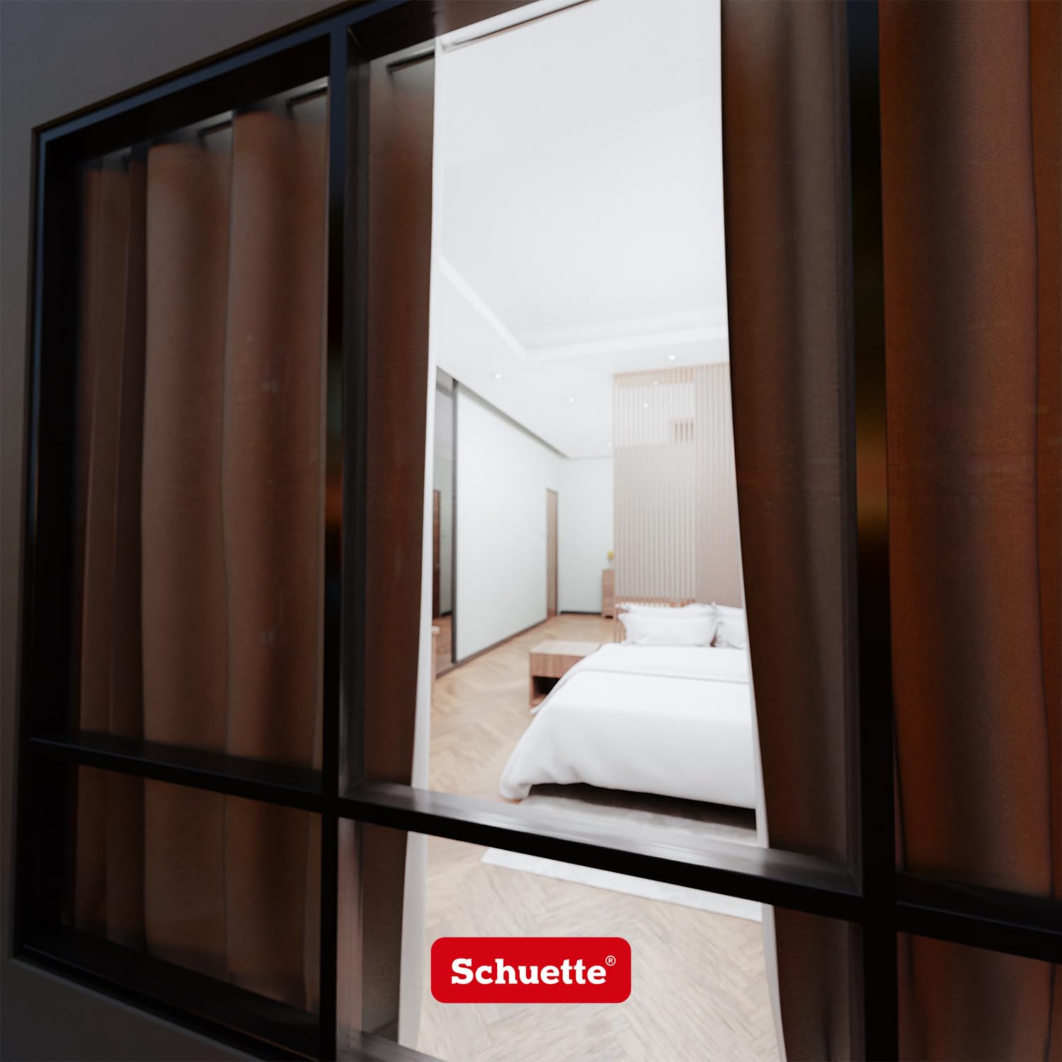 Schuette® Verdunklungsvorhang mit Ösen ● Century Black: Firre Dance (Rot) ● 230x130cm Höhe x Breite (1 Stück) ● Blackout Vorhang Verdunkelung Knitterfrei Pflegeleicht Gardine Thermo Blickdicht