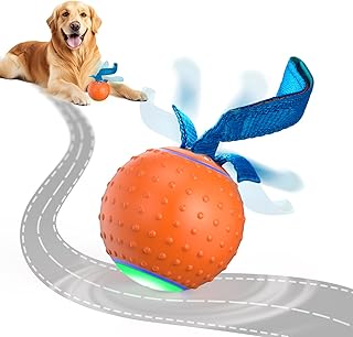 Interactive Dog Ball Toys Electric Automatic Moving Dog Toys to Keep Them Busy Rechargeable Smart Rolling Dog Squeaky Ball for Large Small Puppy Dogs for Boredom Relief Orange