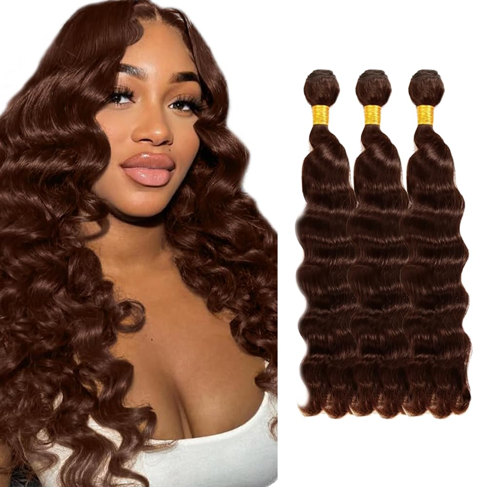 Brown Human Hair Bundles #4 Loose Wave Bundles Human Hair 20 22 24 inch #4 Loose Deep Wave Bundle Dark Brown Color 150g