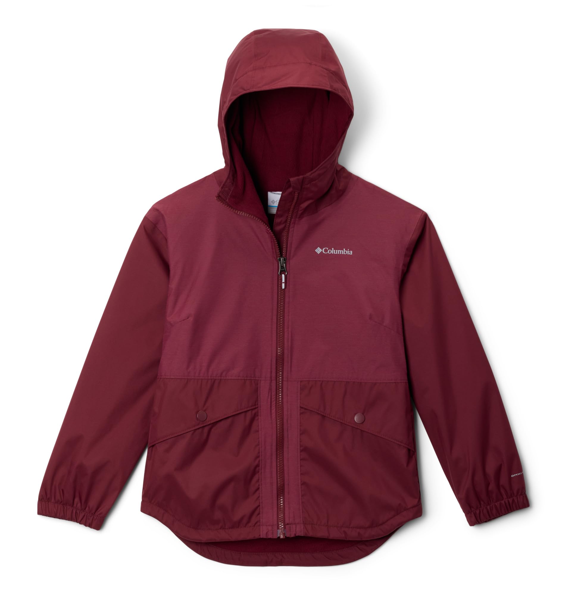 Columbia Youth Girls Rainy Trails 2 Fleece Lined Jacket, Waterproof Rain Jacket, Rich Wine, XX-Small