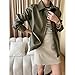 Women's Faux Leather Lapel Pu Coat Work Zipper Loose Jacket Black L
