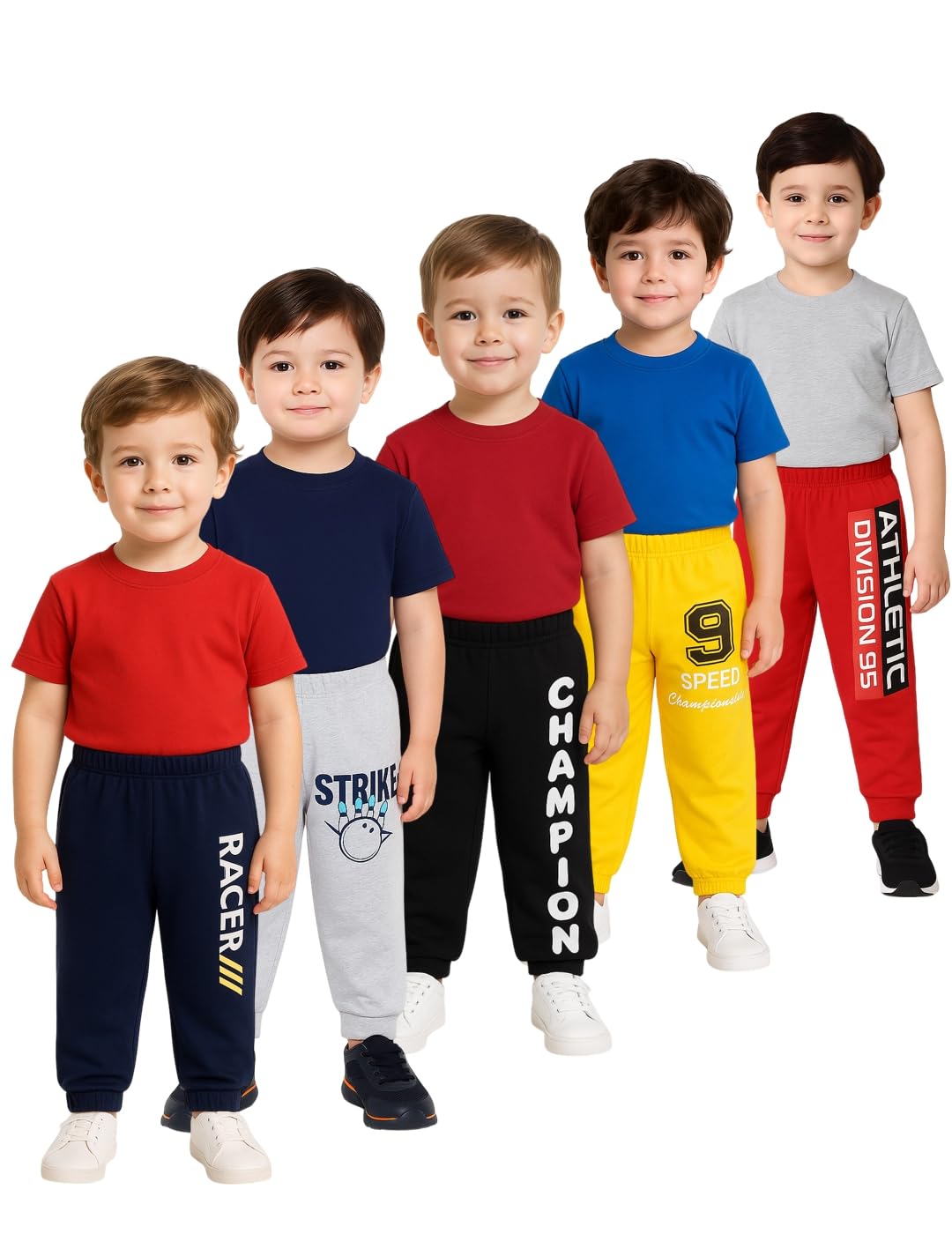 UZARUS Cotton Pyjamas with All Over Print for Baby Boys Unisex (Bright Colors)(Regular Fit)(Pack of 5)