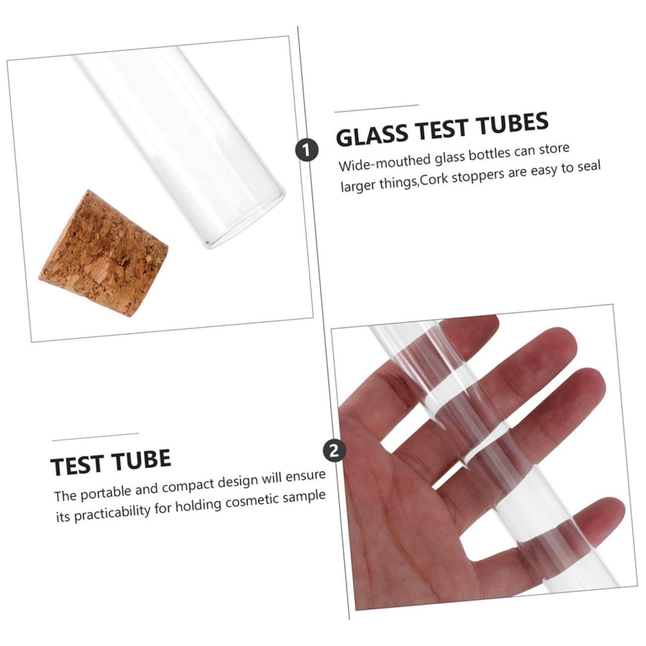 Tubes à Essai Verre 20 CM Fond Rond Lot de 8 Bouchons Liège pour Stockage Liquide et Expériences Scientifiques à Domicile Laboratoire