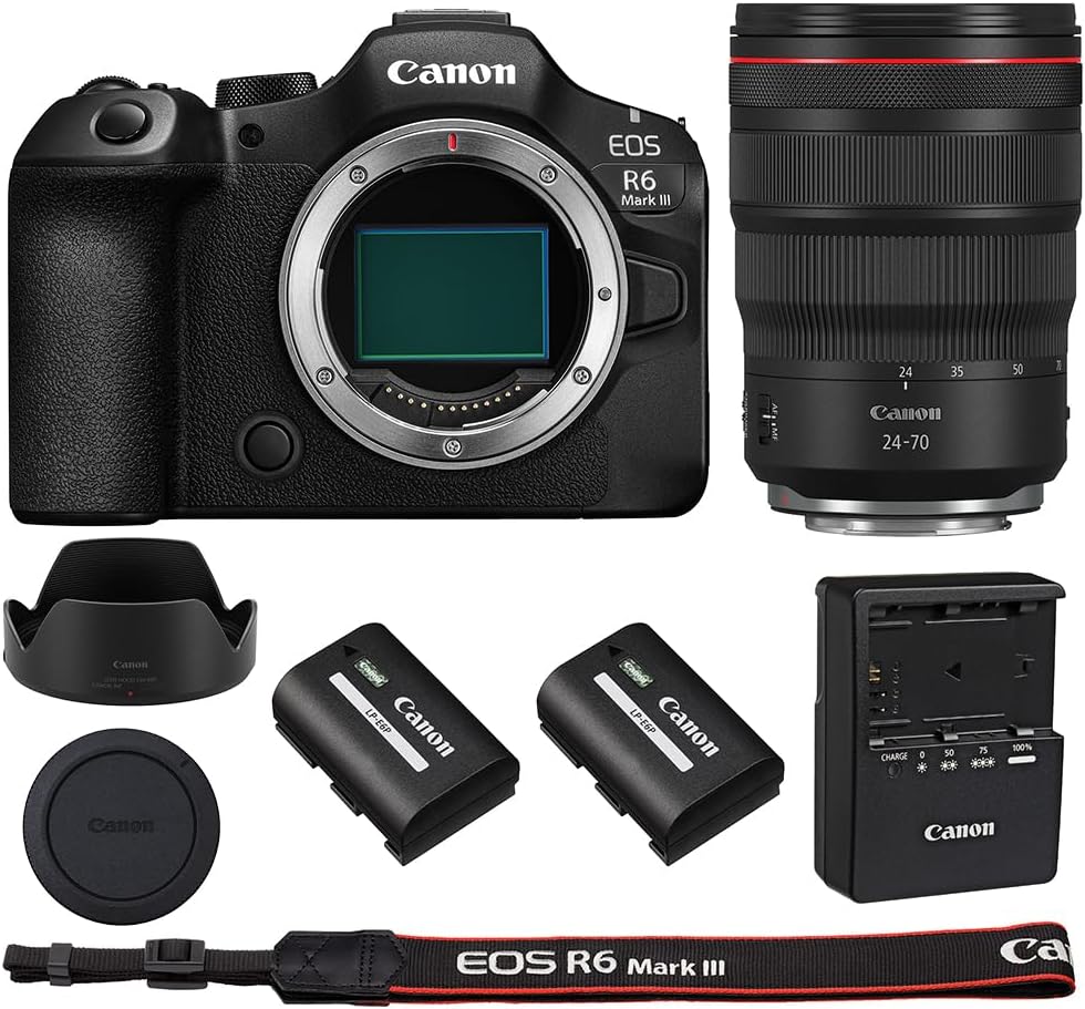 Canon EOS R6 Mark III Mirrorless Camera with RF 24-70mm f/2.8L is USM Lens & Extra Canon LP-E6P Battery