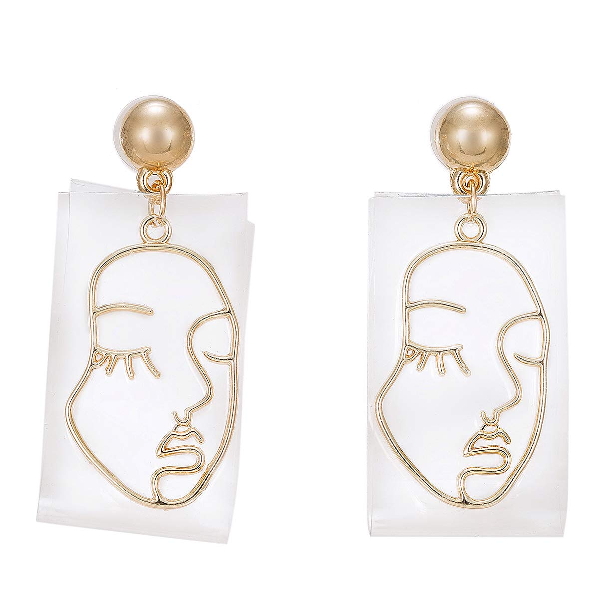 Holylove Novel Human Face Puncture Drop Dangle Statement Earrings for Women Daily Wedding Party Club Holiday 1 Pair with gift box