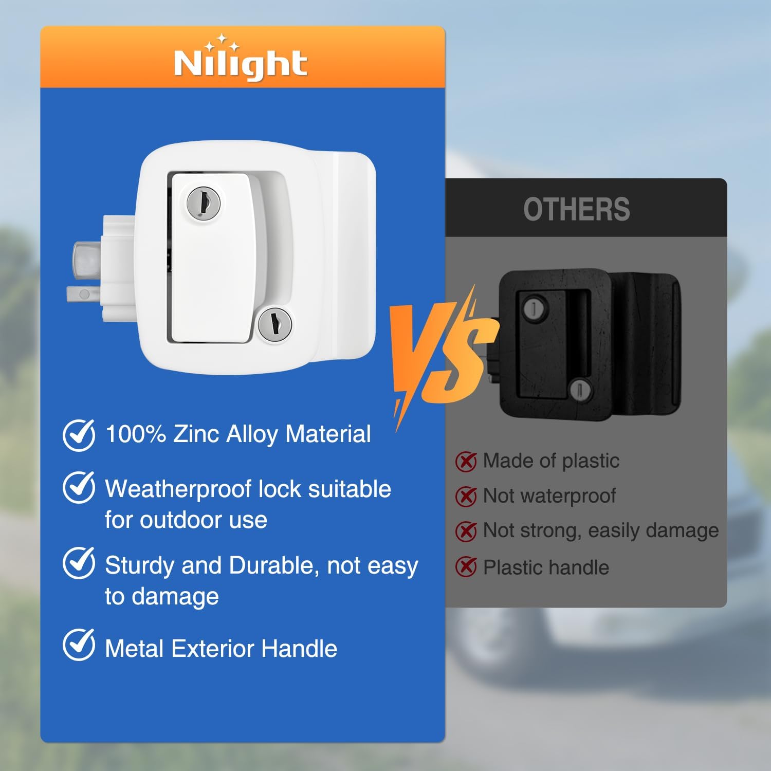 Nilight RV Door Lock Replacement with Paddle Deadbolt 100% Zinc Alloy Entry Locks Handle Latch 4 Keys Heavy Duty Enclosed Camping Locking Kit Fits RVs Campers Travel Trailers Horse Cargo Haulers