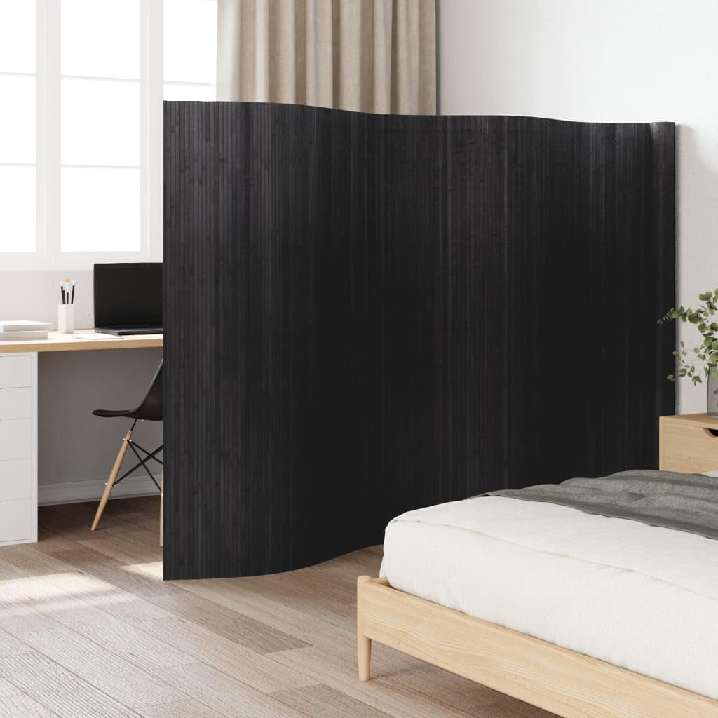 Paravent en Bambou Gris 600 cm x 165 cm, séparateur de pièce Naturel Enroulable pour Salon, Chambre ou Bureau, écran Large pour Bloquer la lumière, Tons Neutres.