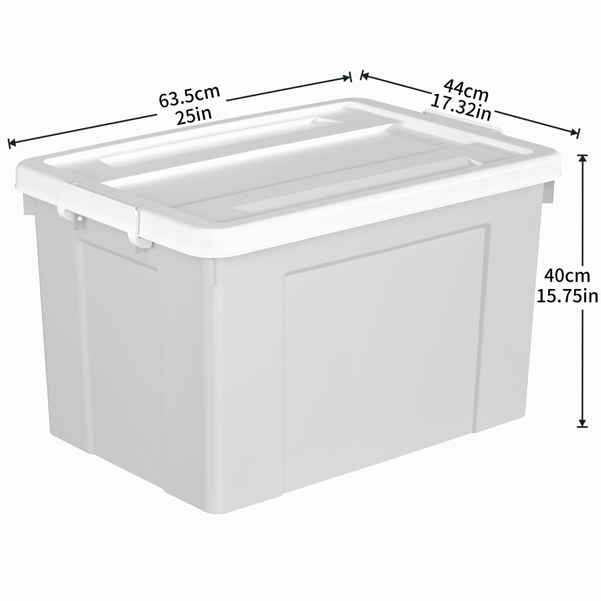 Cetomo 90L*6 Boîte de Rangement, Bac de rangement avec Poignée, Plastique Organisateur avec Couvercle, Empilable, Transportable, pour Vêtements, Bureau, Chambre, Dortoirs, Gris, 90L - Lot de 6