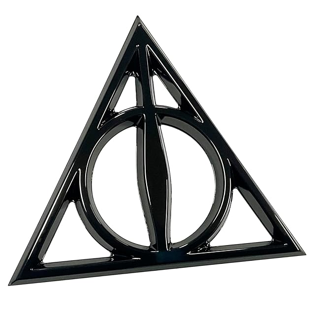 Fan Emblems Deathly Hallows Car Emblem - Harry Potter Symbol 3D Auto Badge - Color Black Chrome -