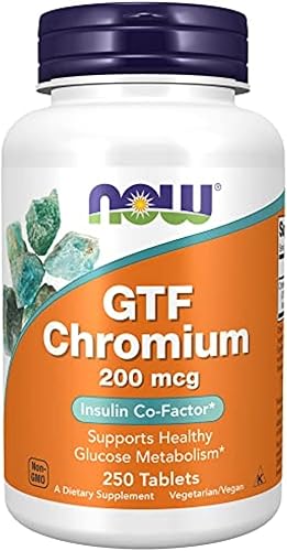 Suplementos de NOW Foods, GTF (factor de tolerancia a la glucosa) cromo 200 mcg, cofactor de insulina*, 250 tabletas