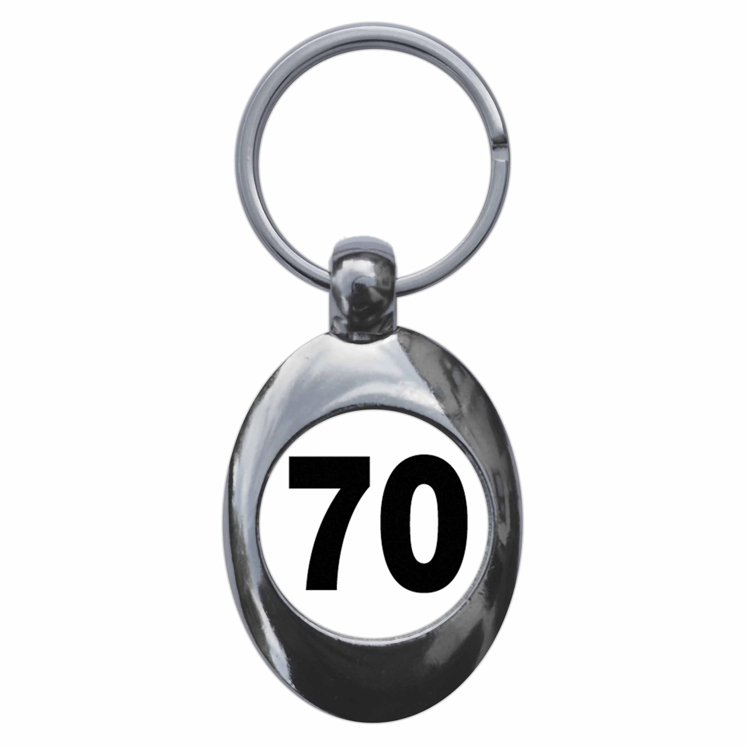 Ozorath Plain Number 70 Seventy Keyring Keychain Key Ring Chain With Trolley Coin