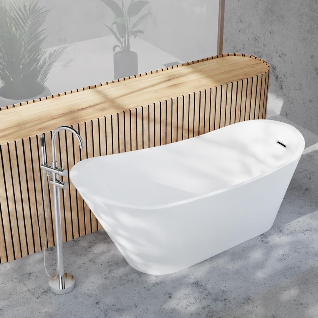 Vasca da Bagno Freestanding Moderna Autoportante Bianca 170x75cm - Dalia