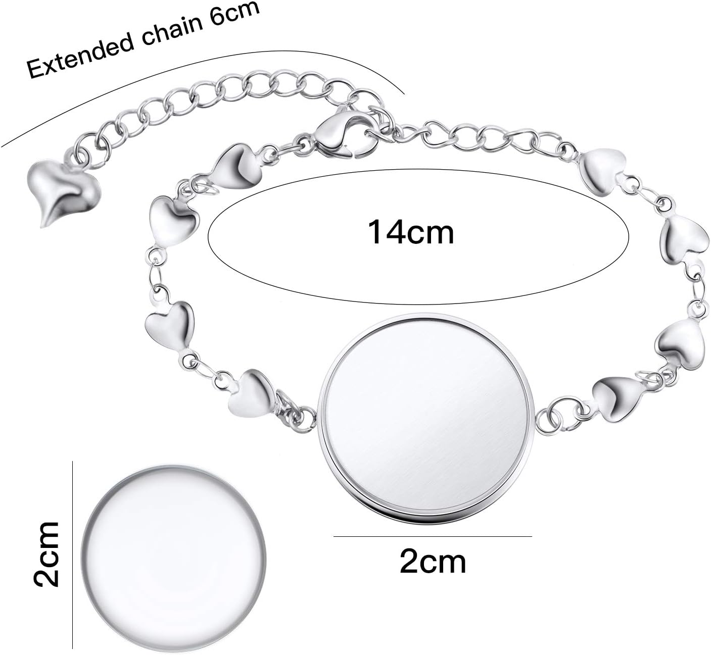 Hicarer 40 Pieces Bracelet Bezel Settings for Jewelry Making, 20 Pieces 20mm Silver Bezel Bracelets Blank Tray Bangles and 20 Pieces 20mm Clear Glass Cabochons - Image 2