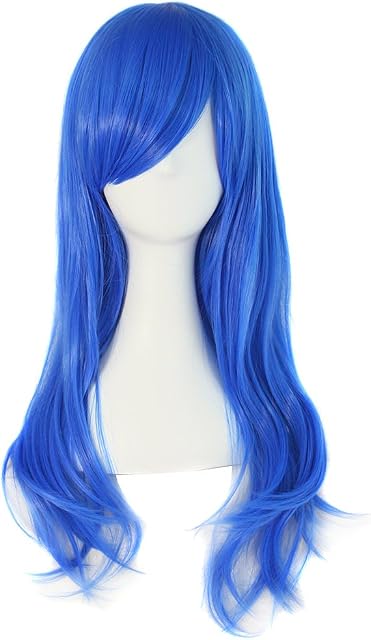 MapofBeauty 60 cm Side Grzywka Micro Tom Waves dugo Krcone Lolita Cosplay Peruki (Niebieski)