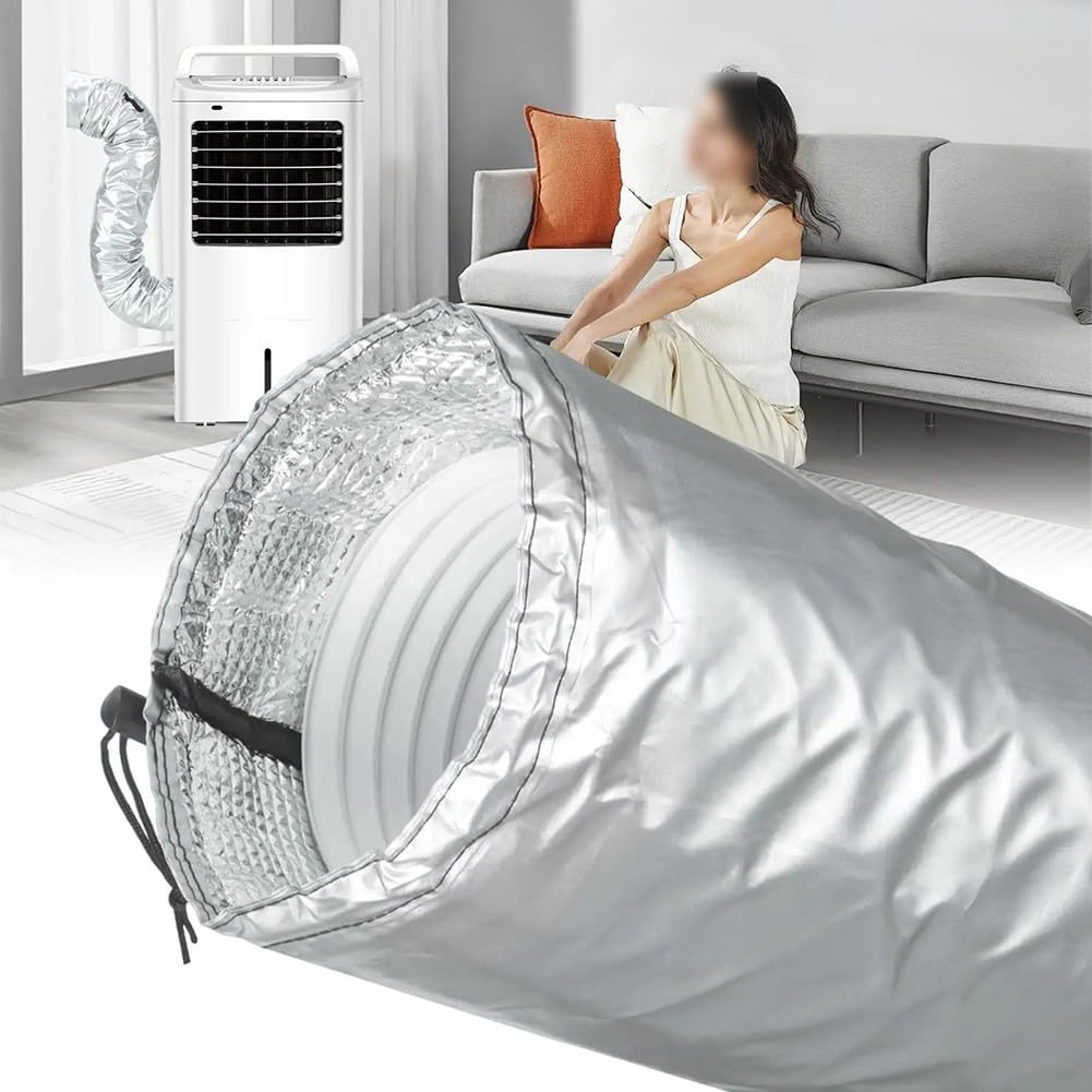 Copertura per tubo portatile per condizionatore d'aria – Manicotto isolante resistente al calore per condotto di scarico CA – Tessuto Oxford regolabile e protezione in alluminio per casa, ufficio
