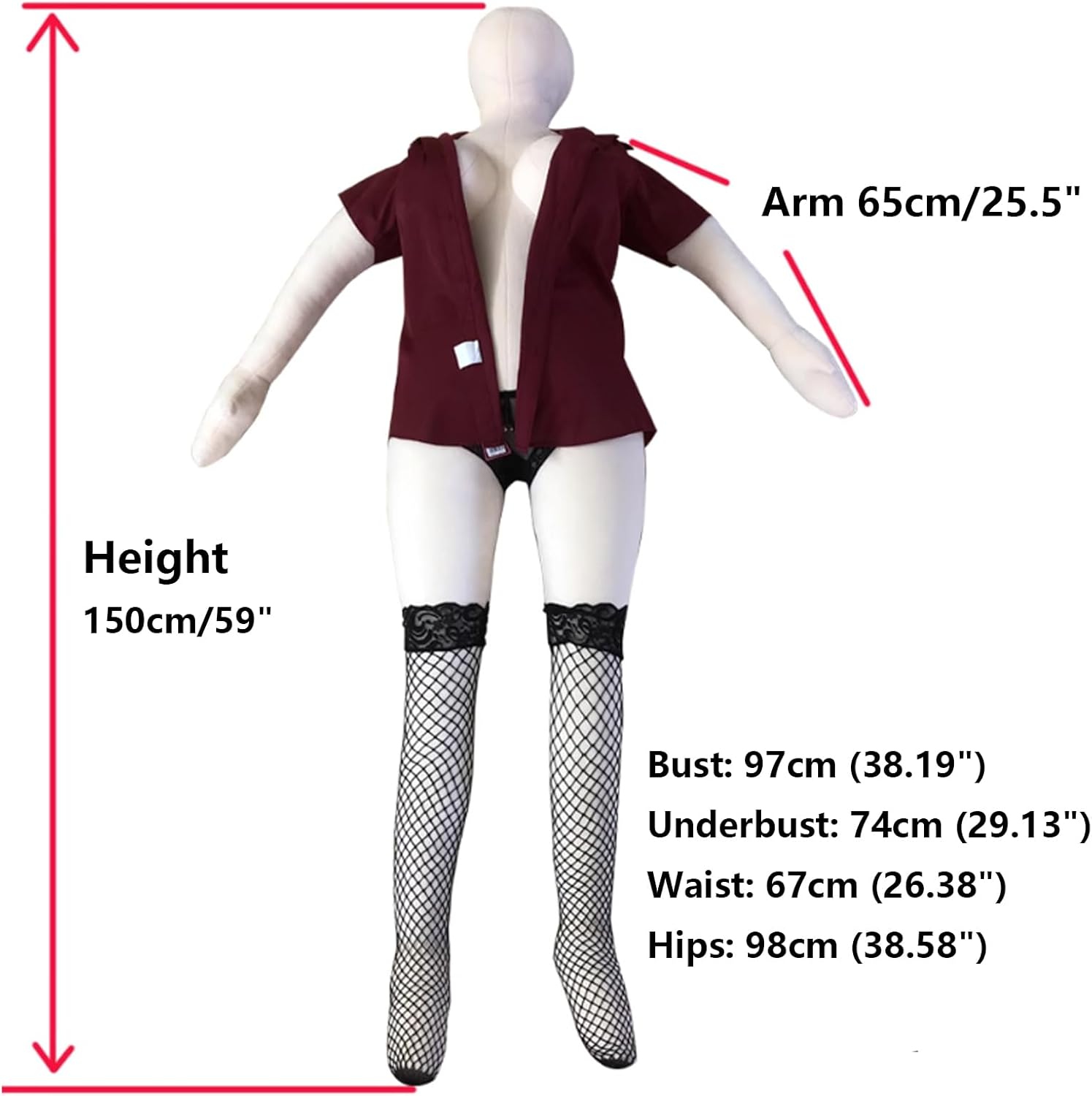 4.9 FT Human-Shaped Throw Pillow Dolls for Men, Cotton Filling, Soft and Supportive, Full Size Plush Dolls with Holes for Silicone Accessories