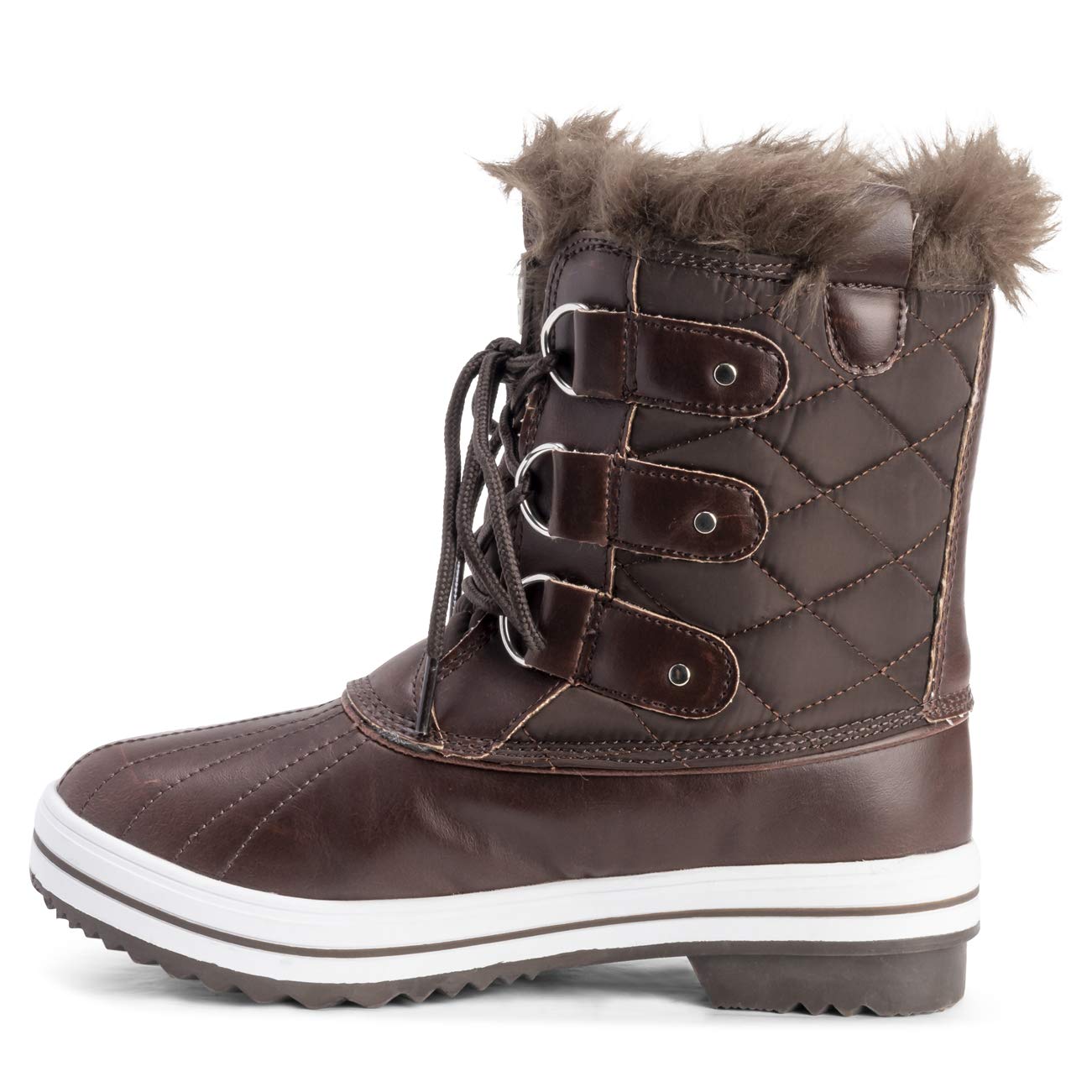 Polar Womens Snow Boot Nylon Short Winter Snow Rain Warm Waterproof Boots - Brown - 7-40 - CD0032