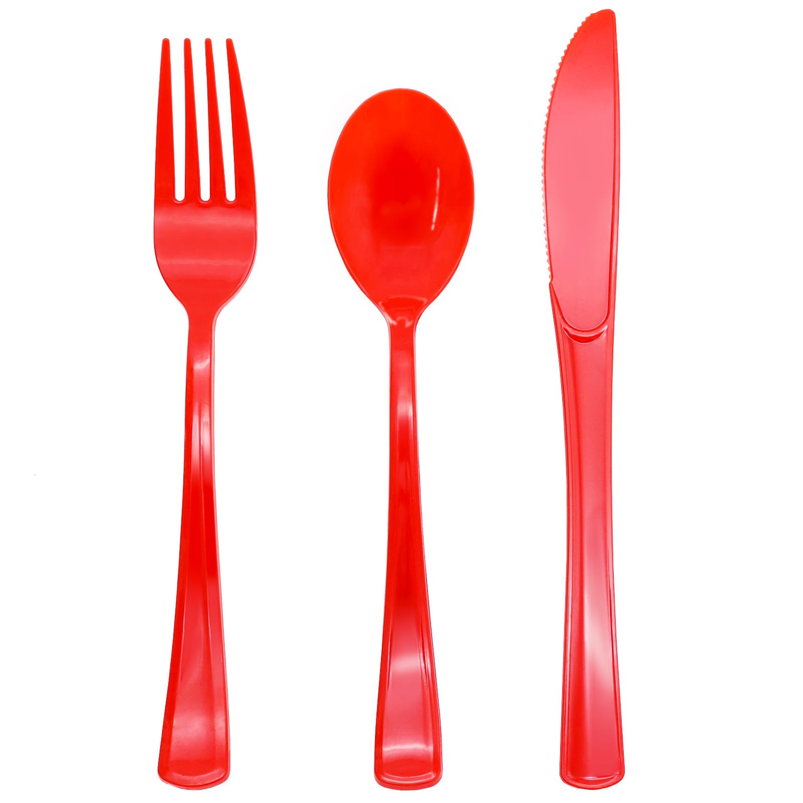 Lot de 150 couverts jetables en plastique très résistants 50 fourchettes, 50 couteaux, 50 cuillères pour anniversaire, mariage, maison, bureau, école, fête, pique-nique (rose
