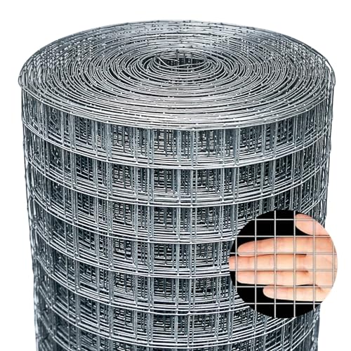 Jordbrux Galvanized Chicken Fence Wire Mesh Roll - 0.5m x 25m 0.9mm Wire Metal Mesh Roll Hardware Cloth, for Garden and Animal Enclosure Chicken Coop Flower Beds Rabbits Wire Fencing