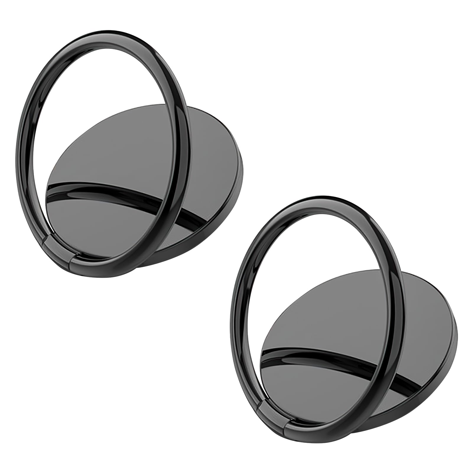 Pennle Anillo Soporte Móvil, 2 Piezas Soporte Anillo para Móvil con Rotación de 360° y Ajuste, Agarre de Dedo Metálico, Adhesivo Fuerte, Compatible con iPhone, Samsung, Huawei y Más Smartphone (Negro)