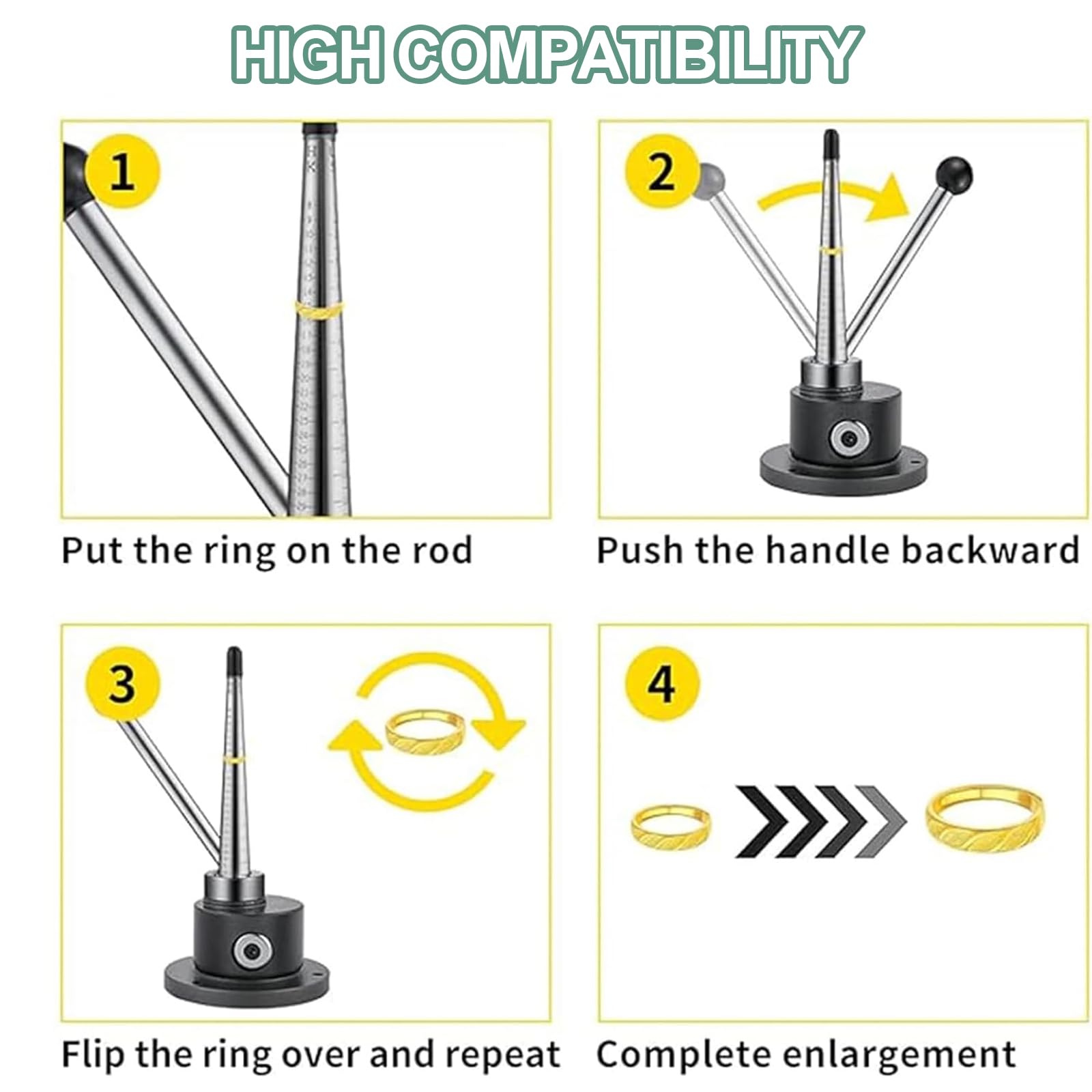 Ringdehner, Reduzierstück, Schmuck-Erweiterungswerkzeug, tragbar, rutschfester Griff, für Ringgröße und Reparatur, Schmuckherstellungszubehör