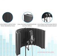 Vista 6 de Pyle Usa Mini cabina de grabación vocal portátil – Uso con micrófono estándar, filtro de ruido de aislamiento protector de reflexión para audio