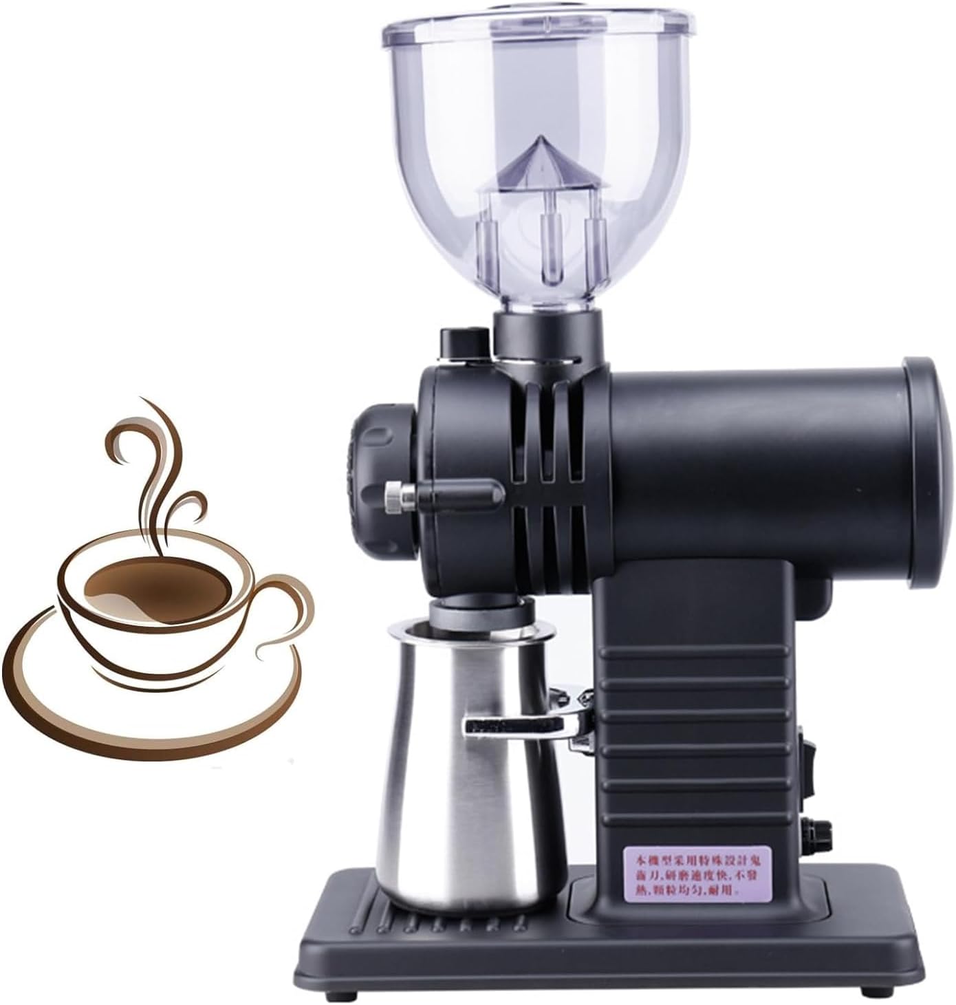 Coffee Bean Grinder, Electric Coffee Grinder, with 78mm Grinding Disc, 10-Gear Adjustment, Automatic + Inching, 225g Bean Bin Capacity, for Home Use