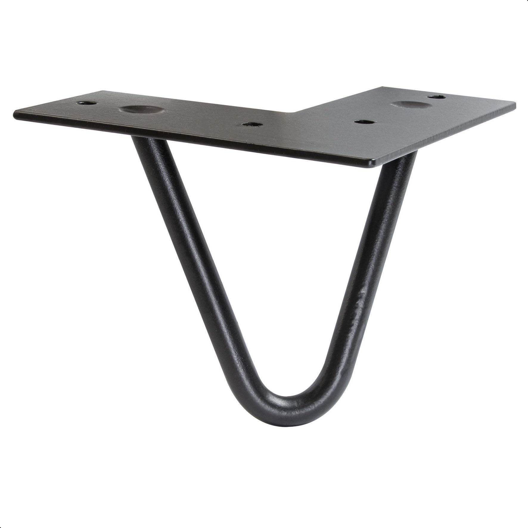 WAGNER Haarpin-Bein ST 8210 – Hairpin-Leg aus Stahl, pulverbeschichtet schwarz, 100 mm hoch, integrierte Anschraubplatte (120 x 120 mm)