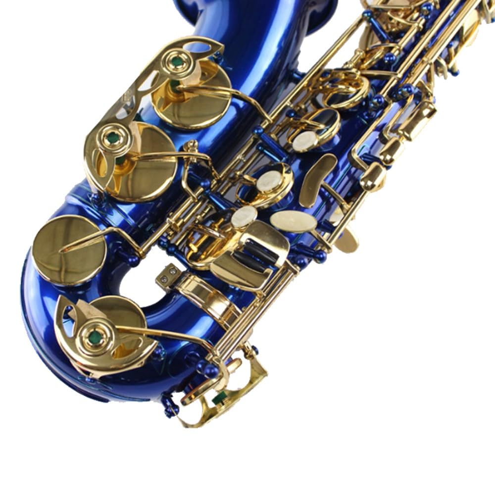 Strumento for sassofono contralto, strumento da gioco professionale, tasti in oro blu con superficie del corpo in ottone. Modello dorato, sassofono contralto professionale in mi bemolle, set for sasso
