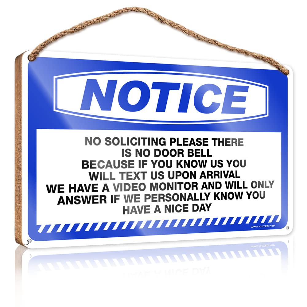 YYHLEH Hanging Decor Sign Funny Office Signs Notice No Soliciting Please There Is No Door Bell Wooden Sign(23X35CM)