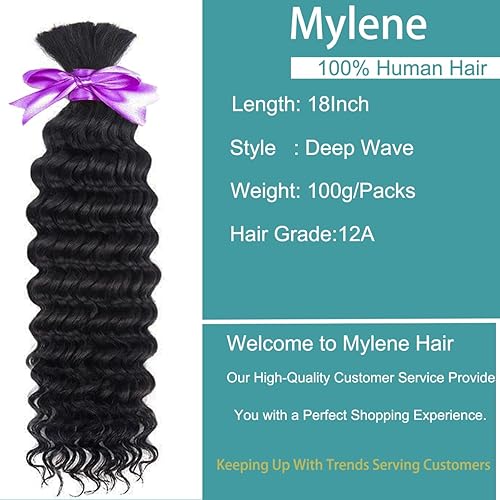 Miniatura 2 de Deep Wave Bulk Human Hair for Braiding No Weft Unprocessed Brazilian Virgin Human Hair Extensions Wet and Wavy Micro Braiding Hair Human Hair For