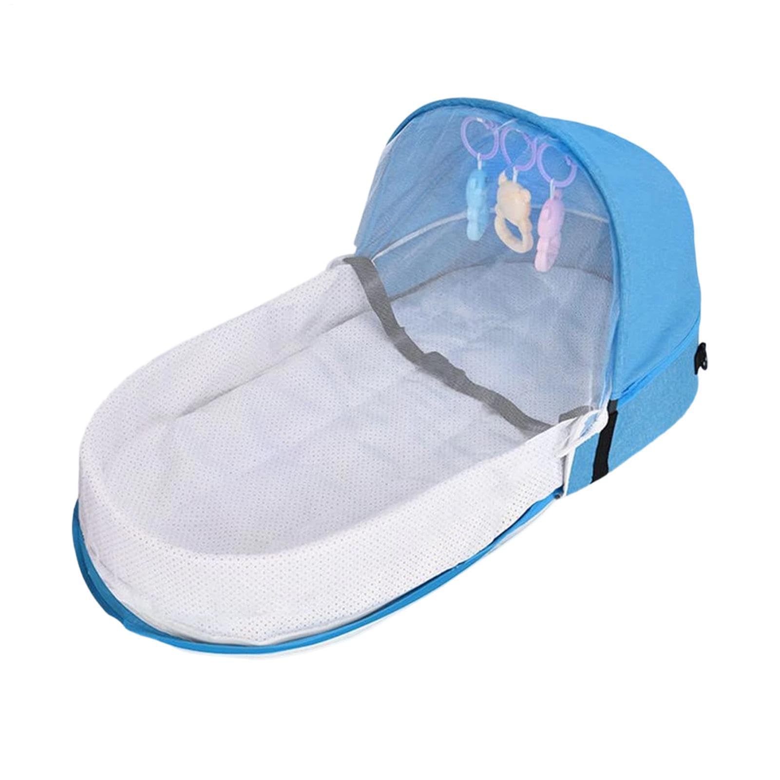 Crib – 42x34cm With Mesh Cover And Sunshade | Travel Crib | Travels Cot For Portable Sleeping Bedside Rest Outdoor Sun Protection And Lightweight Foldable Nursery Travel Gear Use