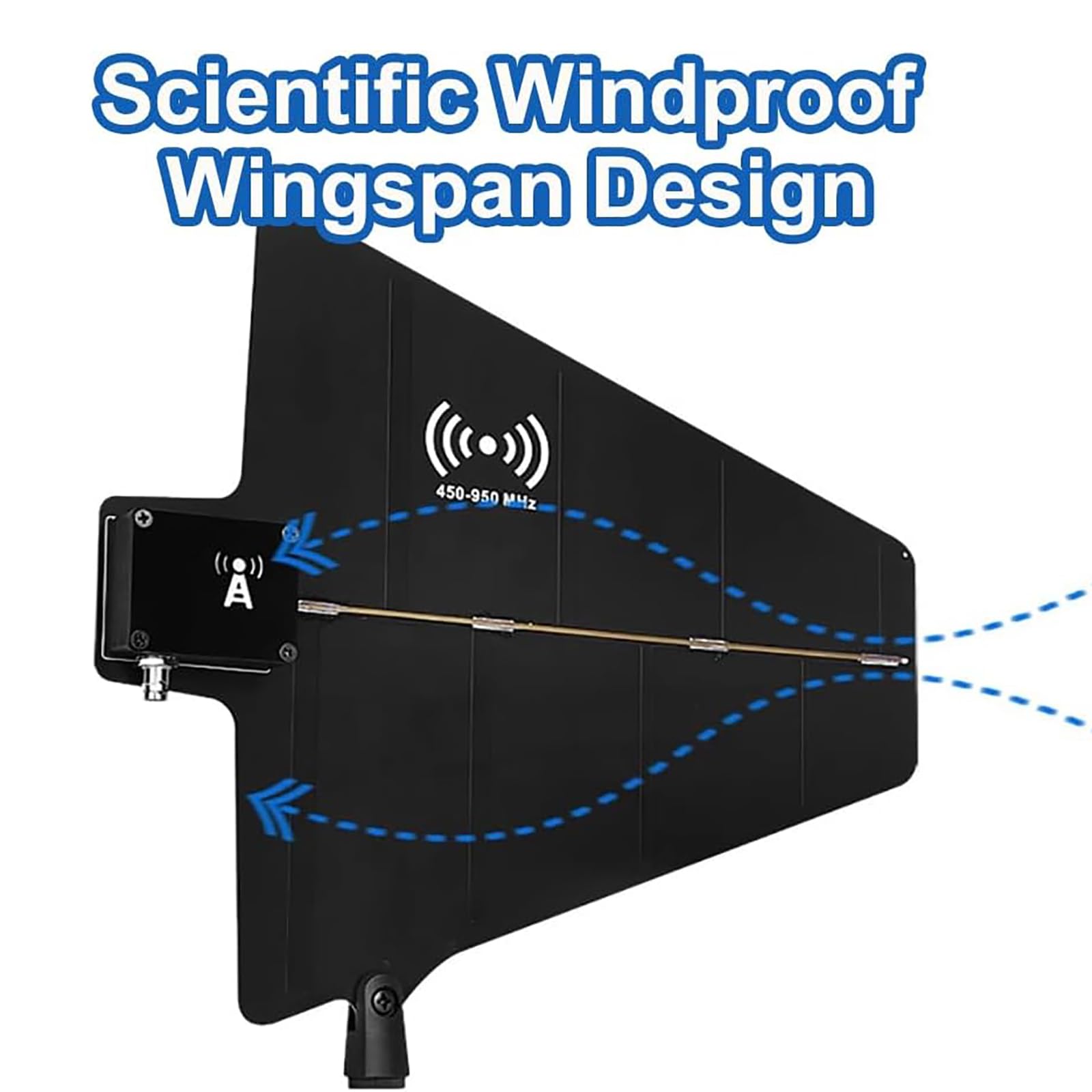 Amplificatore di segnale microfono wireless, amplificatore di segnale microfono professionale con 2 alette per antenna, 450-950 MHz, ricezione a 360 ° per prestazioni sul palco
