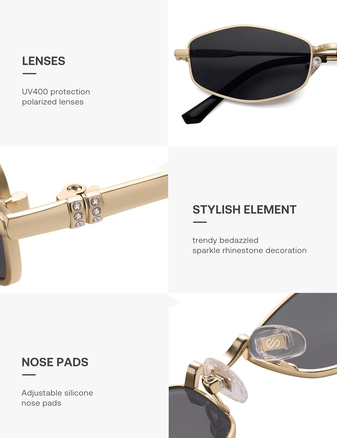 SOJOS Trendy Hexagonal Polarized Sunglasses for Women Men, Retro Fashion Irregular Rhombus Shades UV400 Protection SJ1259 - Image 4