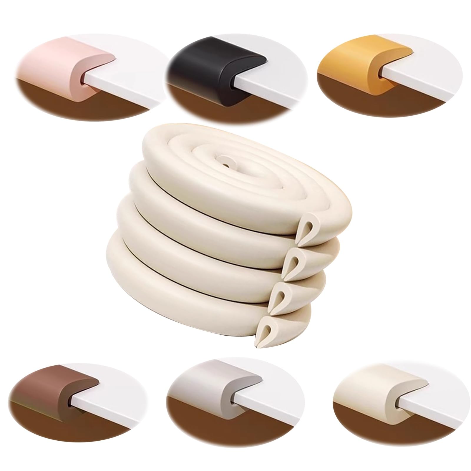 Furniture Corner Guard Edge, Silicone Corner Protector, Protective Foam Cushion U Shape for Table Fireplace Countertop(Beige,10M)
